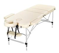 Yaheetech Lettino da Massaggio 3 Zone Pieghevole Portatile Alluminio,Beige
