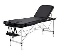 Yaheetech Lettino da Massaggio 3 Zone Pieghevole Portatile Alluminio,Nero
