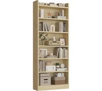 Yaheetech Libreria a 7 Ripiani, Scaffale in Legno con Ripiani Regolabili, 60 x 24 x 183 cm, Libreria Verticale Salvaspazio per Soggiorno, Cameretta, Studio, Ufficio, Rovere Chiaro
