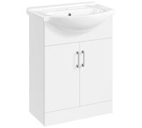 Yaheetech Mobile Bagno con Lavabo in Ceramica Armadietto a Terra con Lavandino Set Mobile da Bagno Moderno 61 × 43,5 × 84 cm Bianco