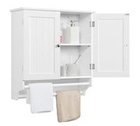 Yaheetech Mobile Bagno Sospeso con 2 Ante 60.5x22.5x64 cm Bianco
