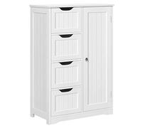 Yaheetech Mobile da Bagno Armadietto Autoportante Salvaspazio Mobiletto Multiuso da Terra in Legno 56 x 30 x 82 cm con 4 Cassetti e Ripiano Regolabile Bianco per Cucina Soggiorno Corridoio