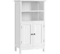 Yaheetech Mobile da Bagno Armadietto da Terra Autoportante Bianco Mobiletto da Pavimento con 2 Ante Ripiano Regolabile Armadio D'archivio Multiuso da Soggiorno Cucina 92,5 x 50 x 30 cm