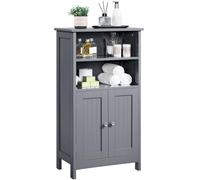 Yaheetech Mobile da Bagno Armadietto da Terra Autoportante Mobiletto da Pavimento con 2 Ante Ripiano Regolabile Armadio D'archivio Multiuso da Soggiorno Cucina 92,5 x 50 x 30 cm Grigio Scuro