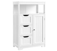 Yaheetech Mobile da Bagno Armadietto da Terra Mobiletto con Cassetto e Ripiano Regolabile Bianco Credenza Multiuso con Doppia Ante Organizzatore Portaoggetti da Cucina Soggiorno Salvaspazio