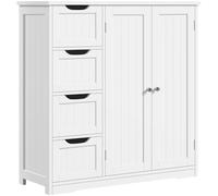 Yaheetech Mobile da Bagno con 4 Cassetti Mobiletto Portaoggetti Moderno con 2 Ante Armadietto Bagno Bianco Moderno Ripiano Regolabile 81 cm × 30 cm × 83 cm