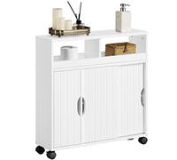Yaheetech Mobile da Bagno con Ruote Armadietto da Terra con Ante Scorrevole