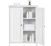 Yaheetech Mobile da Bagno Mobiletto da Terra Autoportante Armadietto con 2 Ante e Ripiani Regolabili da Cucina Soggiorno Corridoio Ingresso 60 x 30 x 80,5 cm Bianco