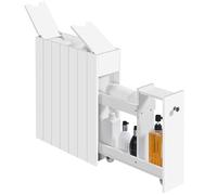 Yaheetech Mobile da Bagno Salvaspazio Alto e Stretto Carrellino Salvaspazio Mensola Nicchia con Ruote Organizzatore Mobiletto da Terra Porta Carta Igienica 50 × 17 × 58 cm Bianco