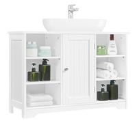 Yaheetech Mobile da Bagno Sottolavabo Mobiletto con Ripiani Portaoggetti Armadietto da Terra per Lavandino Mobile da Archivio con Anta in MDF 60 × 30 × 90 cm Bianco