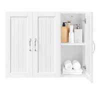 Yaheetech Mobile da Parete Mobiletto da Bagno con 3 Porte Armadietto Moderno a Muro da Cucina Sogggiorno Portaoggetti Bianco 60 x 31 x 75 cm
