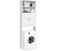 Yaheetech Mobile per Lavatrice Mobiletto da Bagno a Terra Scaffale Sopra Toilette con Ripiano e Ante Mensola Portaoggetti Salvaspazio