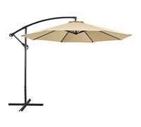 Yaheetech Ombrellone da Giardino Ø 300 cm Decentrato con Base a Croce e Manovella, 8 Stecche Grande Parasole Reclinabile Impermeabile Protezione UV per Patio Balcone Spiaggia Esterno, Ecrù