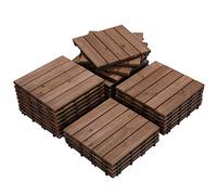 Yaheetech Piastrelle Esterno 30x30 cm Legno Pavimento Giardino ad Incastro 2,43 m² 27 Pezzi per Balcone Terrazza Patio Tagliabile Marrone scuro