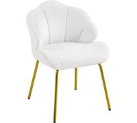 Yaheetech Poltrona in Velluto Moderno Poltrocina con Schienale a Forma di Conchiglia Sedia Imbottita da Lettura per Soggiorno Camera da Letto Ufficio Sedia Laterale da Salotto Shell Bianco