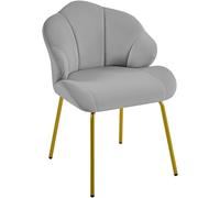 Yaheetech Poltrona in Velluto Moderno Poltrocina con Schienale a Forma di Conchiglia Sedia Imbottita da Lettura per Soggiorno Camera da Letto Ufficio Sedia Laterale da Salotto Shell Grigio Chiaro