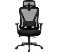 Yaheetech Poltrona/Sedia Ufficio Scrivania Ergonomica Reclinabile Bloccabile Schienale Alto Braccioli Supporto Lombare Poggiatesta Regolabili a Ruote Girevole Nera