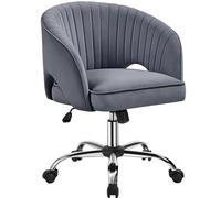 Yaheetech Poltroncina/Sedia da Ufficio Scrivania Ergonomica in Velluto Imbottita a Rotelle Girevole Reclinabile Altezza Regolabile Grigio Scuro