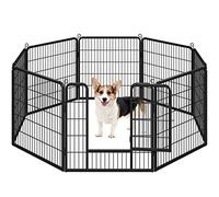 Yaheetech Recinto Cani Interno Esterno 8 Pannelli 80x80 cm Nero | Recinzione in Ferro Pieghevole, Cuccioli Gatti Conigli, Giardino Casa, Portatile Salvaspazio, Taglia Grande