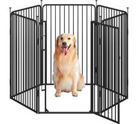 Yaheetech Recinto per Cani 6 Pannelli 100 cm da Interno da Esterno, Cancelletto Box per Cani Gatti, Cancello Barriera Pieghevole in Metallo per Casa Giardino