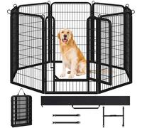 Yaheetech Recinto per Cani 8 Pannelli 65 x 80 cm in Metallo Trasportabile Giardino Conigli Cuccioli Recinzione Rete Animali Domestici Nero