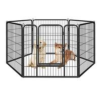 Yaheetech Recinto per Cani Grande da Interno Esterno Giardino Conigli Cuccioli Recinzione Animali Domestici Rete 6 pz 80 x 80 cm Nero