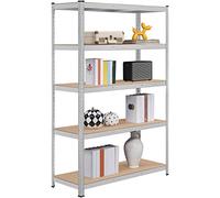 Yaheetech Scaffale in Metallo 180 x 120 x 45 cm Scaffalattura Regolabile a 5 Ripiani Portata 875 kg Senza Viti per Carichi Pesanti Mensola Salvaspazio da Garage Cucina Argento