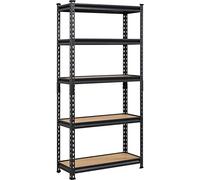 Yaheetech Scaffale Metallo Garage Scaffalature Metalliche 150x70x30 cm a 5 Ripiani Scaffali da Magazzino Regolabili Carico Massimo per Ripiano 150 kg (Nero, 153 × 75 × 30 cm)