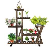 Yaheetech Scaffale per Piante Scaffalatura Portavasi a 6 Ripiani Espositore per Vasi in Legno Supporto per Balcone Interno Giardino 97 x 33 x 101 cm