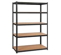 Yaheetech Scaffale/Scaffalattura in Metallo da Garage 180 x 120 x 60 cm a 5 Ripiani in Acciaio Portata 875 kg Mensola da Cucina Magazzino Salvaspazio Nero