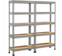 Yaheetech Scaffale/Scaffalatura Garage in Metallo a 5 Ripiani Regolabili da Magazzino Carico Massimo per Ripiano 150 KG 150 x 140 x 30 cm/Grigio Chiaro