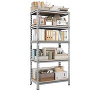 Yaheetech Scaffale/Scaffalatura Garage in Metallo a 5 Ripiani Regolabili da Magazzino Carico Massimo per Ripiano 150 KG 150 x 70 x 30 cm/Grigio Chiaro