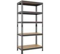 Yaheetech Scaffale/Scaffalatura Garage in Metallo a 5 Ripiani Regolabili da Magazzino Carico Massimo per Ripiano 150 KG 150 x 70 x 30 cm/Grigio Scuro