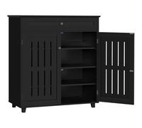 Yaheetech Scarpiera Portascarpe a 2 Ante con Cassetto 78 x 37 x 86 cm Nero | Dotata di Ripiani Regolabili in Altezza, Armadio Portaoggetti Mobile Compatto Adatto per Ingresso Corridoio e Soggiorno