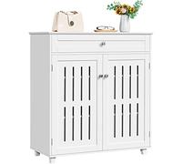 Yaheetech Scarpiera Portascarpe con Cassetto e Ripiani Regolabili in Altezza Mobile Compatto Scarpiere a 2 Ante 78 x 37 x 86 cm per Ingresso Corridoio Soggiorno Bianco