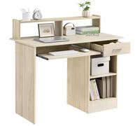 Yaheetech Scrivania Computer con Libreria Cassetto per Ufficio | Legno Chiaro, 106x50x94 cm, Tavolo PC Scrivania, Struttura Metallo, Piano Robusto, Montaggio Facile, Ideale Ufficio Casa