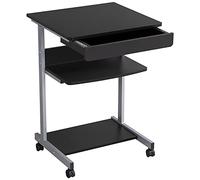 Yaheetech Scrivania per Computer Scrivania ad Angolo Angolare da Ufficio 56 x 51 x 79,5 cm Mobile Studio Porta pc con Ruote Tastiera Scorrevole Postazioni da Lavoro Nero