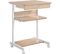 Yaheetech Scrivania per Computer Scrivania con Tastiera Scorrevole ad Angolo Tavolo con Ruote Tavolo da Lavoro Mobile Porta pc da Ufficio56 x 51 x 79 cm