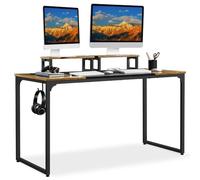 Yaheetech Scrivania per Computer Studio con Supporto Regolabile per Monitor Scrittorio per Studio Camera da Letto Soggiorno Ufficio Marrone Rustico