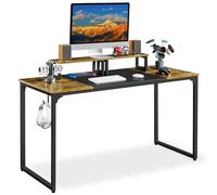 Yaheetech Scrivania per Computer Tavolo per PC Postazione di Lavoro Portaoggetti 140 x 60 x 89 cm Mobile da Ufficio a 2 Ripiani in Legno e Metallo Tavolo per Studio Vintage e Industriale