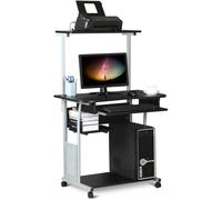 Yaheetech Scrivania per PC da Ufficio Tavolo Porta Computer con Stampante Ruote