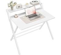 Yaheetech Scrivania Pieghevole per Computer a 2 Livelli 100 cm Tavolo Pieghevole in Legno Moderno Design Scrivania Salvaspazio Compatto Tavolino con Ripiano per Monitor Bianco/Grande