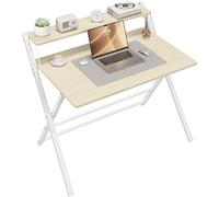 Yaheetech Scrivania Pieghevole per Computer a 2 Livelli 100 cm Tavolo Pieghevole in Legno Moderno Design Scrivania Salvaspazio Compatto Tavolino con Ripiano per Monitor Legno Chiaro/Grande