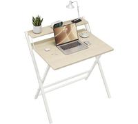 Yaheetech Scrivania Pieghevole per Computer a 2 Livelli 80 cm Tavolo Pieghevole in Legno Moderno Design Scrivania Salvaspazio Compatto Tavolino con Ripiano per Monitor Legno Chiaro