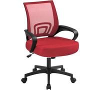 Yaheetech Sedia da Scrivania Ufficio Ergonomica Girevole Reclinabile in Rete Traspirante Altezza Regolabile con Braccioli e Rotelle Portata 136 kg Rossa
