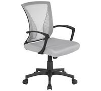 Yaheetech Sedia da Scrivania Ufficio Ergonomica Lombare Reclinabile Girevole a Rotelle Altezza Regolabile in Rete Traspirante con Braccioli Portata 136 kg Grigia