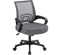 Yaheetech Sedia da Scrivania Ufficio Ergonomica Reclinabile Girevole con Braccioli e Rotelle in Rete Traspirante Altezza Regolabile Portata 136 kg Grigia Scura