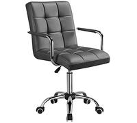 Yaheetech Sedia da Ufficio Scrivania Cameretta a Rotelle Girevole Imbottita Ergonomica in Ecopelle e Acciaio Altezza Regolabile Grigia