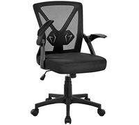 Yaheetech Sedia da Ufficio Scrivania Ergonomica Lombare con Braccioli Altezza Regolabili Ruote Girevoli Schienale in Rete Traspirante Portata 136 kg Nera