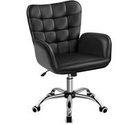 Yaheetech Sedia/Poltroncina da Ufficio Scrivania a Rotelle Girevole Imbottita in Similpelle Reclinabiale Ergonomica Altezza Regolabile Nero